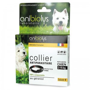 Collier antiparasitaire petit et moyen chien - 41cm - ANIBIOLYS