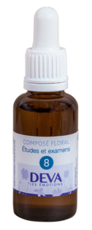 Fleurs de Bach - Etudes et Examens - Composé floral  n° 8 - 10 ml - DEVA