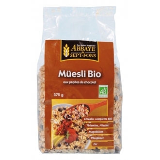 Müesli-Choco Bio (aux pépites de chocolat)-375g -ABBAYE DE 7 FONDS