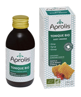 Tonique sirop Bio : miel, propolis, gelée royale- 150ml -APROLIS